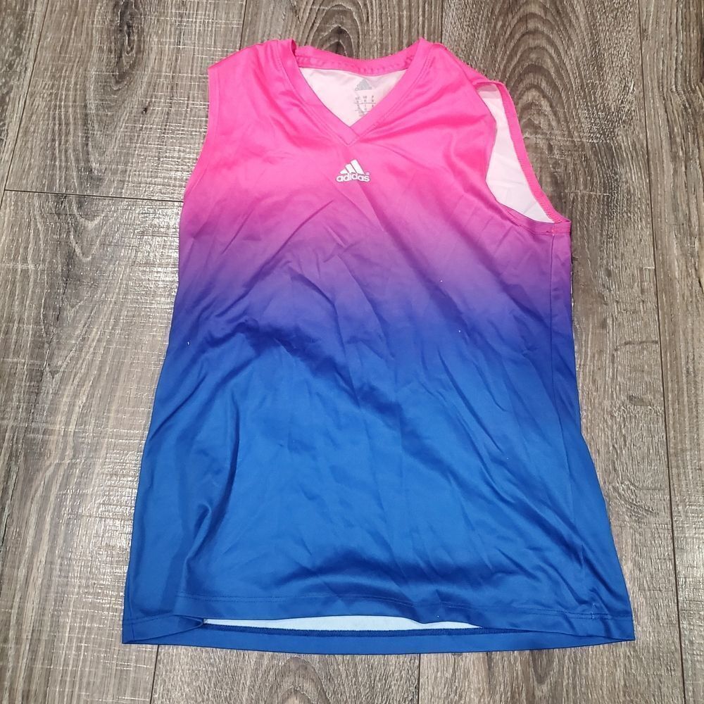 Girls Sports Top Size Kids M Adidas Bright Pink V-Neck Top